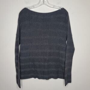 Tommy Bahama black grey metallic striped long sleeve boatneck sweater - XS